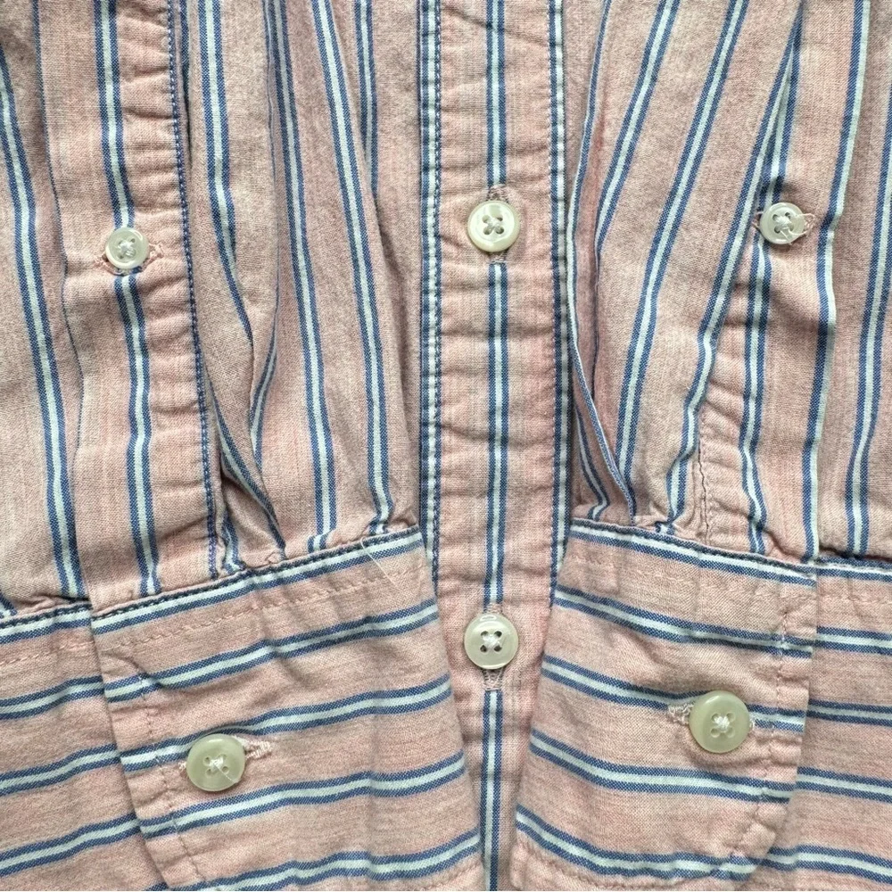 J. Crew Classic 100% Cotton Pink Striped Long Sleeve Button Down‎ Shirt Size L